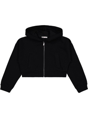 Civil Girls Düz 10-13 Yaş Hırka - Siyah 13-14 Yaş