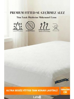 Letsii Premium Sıvı Geçirmez Yatak Alezi | Ultra Sessiz Fitted Tam Kenar Lastikli | Nefes Alabilir Yatak Koruyucu 180*200
