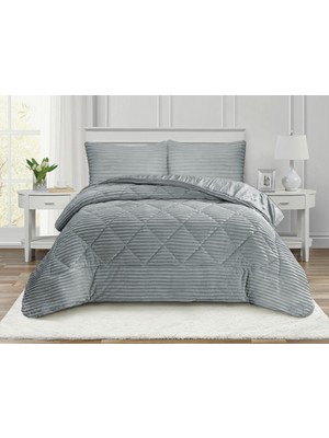 Goblette Home Destina Modern Çizgili Kapitone Yatak Örtüsü Takımı - 3 Parça