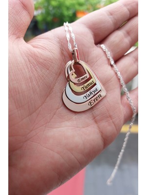 PremiumPort 925 Ayar Gümüş 4 Kalpli Zarif Kolye, Şık ve Şık Tasarım