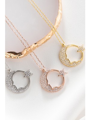 PremiumPort 925 Ayar Gümüş Atatürk Silueti ve Ay Yıldız Temalı Kolye