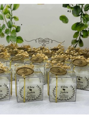Siyah Lale Nikah Şekeri Bubble Mum Kutulu Nikah, Söz, Nişan Hediyelik - 50 Adet