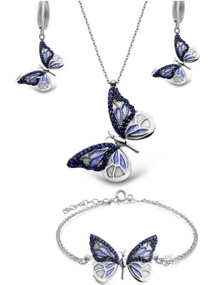 PremiumPort 925 Ayar Gümüş Mine Işçilikli Takım, Şık ve Zarif Aksesuar Seti