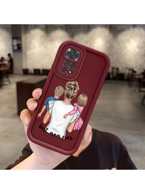HONTINGA Xiaomi Redmi Note 11S ile Uyumlu Kılıfı Düşüme Önleyici Basitlik Anti Düşme Kamera Korumali Aile Bordo Desen Yumuşak Silikon Telefon Kılıfı Kadın ve Erkek Için Uygundur K2-7074