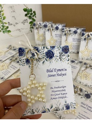 Siyah Lale Nikah Şekeri Inci Yıldız Anahtarlık Bebek, Nikah, Söz, Nişan Hediyelik - 50 Adet