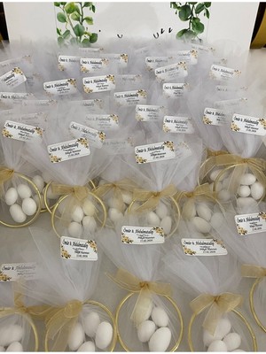 Siyah Lale Nikah Şekeri Halka Nikah Şekeri Fıstık Şekerli Söz, Nişan Hediyelik - 50 Adet