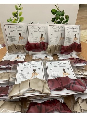 Siyah Lale Nikah Şekeri Kına Tokası Hediyelik Bordo ve Krem Renk Karışık - 25 Adet