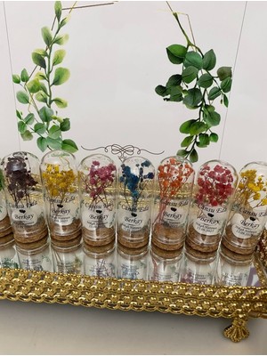 Siyah Lale Nikah Şekeri Cam Fanus Karışık Cipso Çiçekli ve Fıstık Şekerli Nikah, Söz, Nişan Hediyelik - 50 Adet