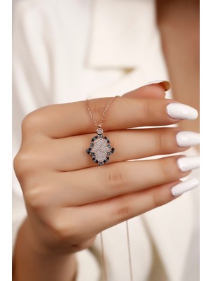 PremiumPort 925 Ayar Gümüş Rose Gold Fatma Ana Eli Kolye, Zarif ve Şık Tasarım