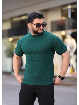 Kastrioti Premium Örgü Desenli Triko T-Shirt