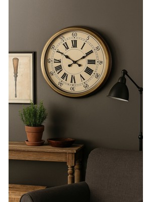 Lowell Home Zentime 60 cm Eskitme Vintage Duvar Saati RSYT-LWL34