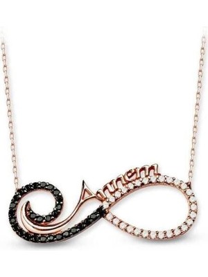 PremiumPort 925 Ayar Gümüş Sonsuzluk Kolye, Zirkon Taşlı, Anneler Günü Hediye