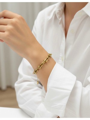 Nurora Modern Çelik Zincir Altın Bileklik