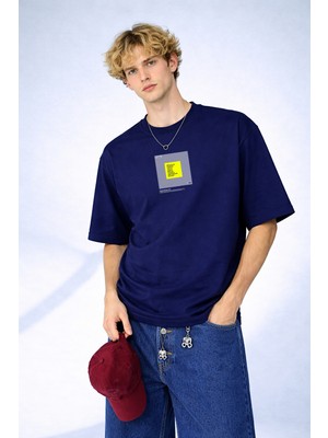 Caddekombin Erkek Worldwide City Yazılı Dünya Şehirleri Baskılı Lacivert T-Shirt