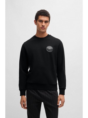 Boss Erkek Porsche Logolu Pamuk Siyah Sweatshirt 50518625-001