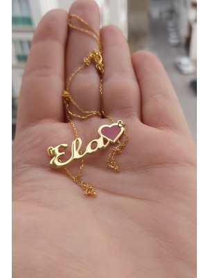 PremiumPort 925 Ayar Gümüş 24 Ayar Altın Kaplama Kalpli Isimli Kolye