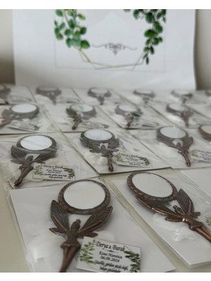 Siyah Lale Nikah Şekeri Metal Kına Ayna Hediyelik Kına Gecesi - 25 Adet