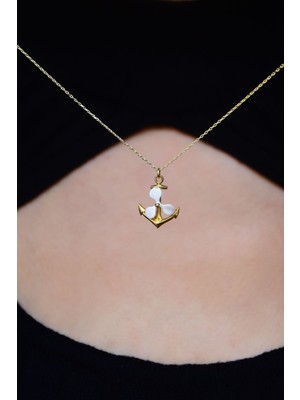 PremiumPort 925 Ayar Gümüş Altın Kaplama Çapa Şık Takı