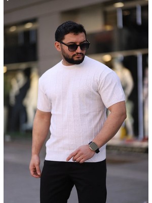 Kastrioti Premium Örgü Desenli Triko T-Shirt