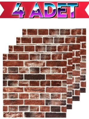 Renkli Duvarlar 4 Adet 70cmx70cm Kendinden Yapışkanlı Kırmızı Taş Duvar Paneli Kağıdı Sticker Ofis Salon Otel Nw149
