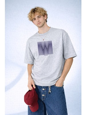 Caddekombin Erkek Zirve Ruhlu The Winner Yazılı W Formlu Gri T-Shirt