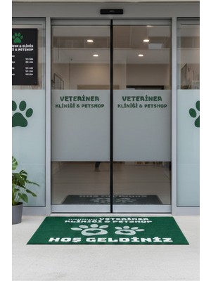 Valerine Life İsme Kişiye Firmaya Özel Veteriner Kliniği Pet Shop İş Yeri Kapı Önü Paspası 45x70cm