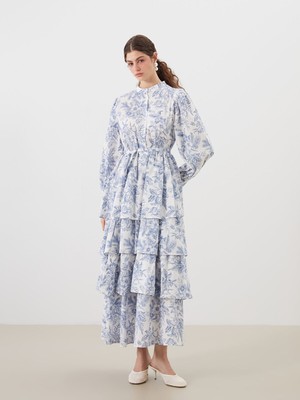 Lc Waikiki Yeni Sezon Hakim Yaka Çiçekli Katkat Elbise