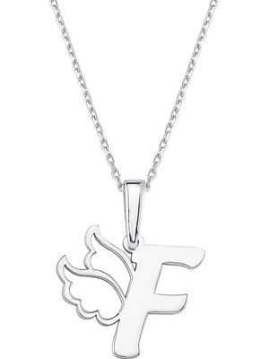 PremiumPort Şık Gümüş F Harfi Melek Kanatlı Kolye, Zarif ve Elegant Takı