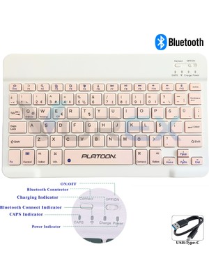 Vorex PL-366 Bluetooth Kablosuz Klavye – Type-C Şarjlı, Tablet Telefon Pc Uyumlu