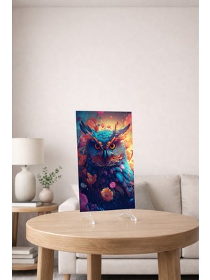 Arvion Bilgeliğin Renkleri – Renkli Baykuş Cam Tablo