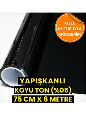 AutoFolyo Koyu Ton Cam Filmi 75 Cm X 6 Metre Yapışkanlı Ev-Ofis-Oto Uyumlu Dayanıklı Malzeme