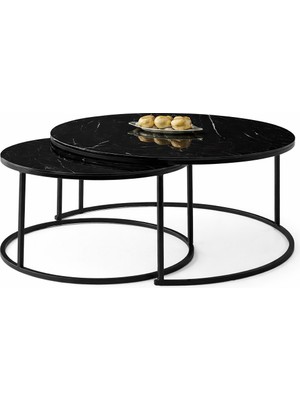 Lowell Home Bendir Siyah Yavrulu Orta Sehpa Takımı RSYT-LWL34