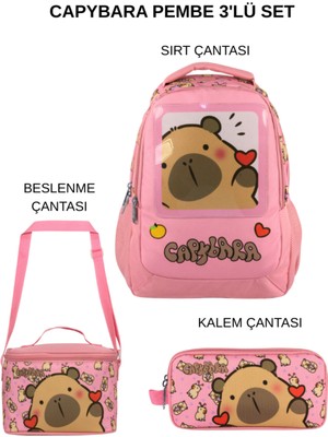 Ümit Çanta Capybara Ilkokul 3’lü Okul Çanta Seti – Pembe