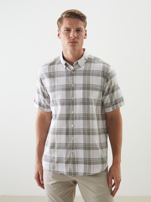 Lc Waikiki Yeni Sezon Regular Fit Kısa Kollu Ekose Gabardin Erkek Gömlek
