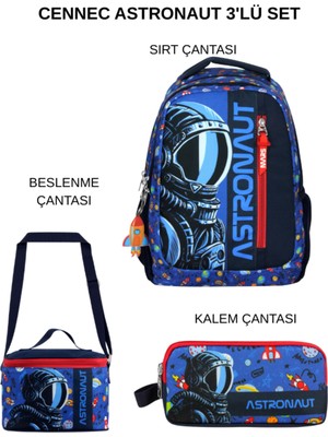 Ümit Çanta Cennec Astronaut Okul Çantası Seti – Sırt Çantası + Termal Beslenme Çantası + Kalem Çantası