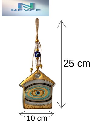 Nevce Store Ev Formlu Nazar Boncuğu Duvar Süsü Büyük Boy Nazarlık Ev Ofis Dekoru Altın Detaylı En Güzel Hediye
