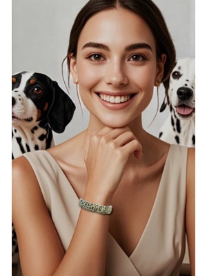 Pozitif Doğal Taş Dalmaçyalı Jasper Bileklik Elastik Yapılı 416-4