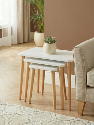 Pratico Napoli 3'lü Zigon Sehpa Beyaz