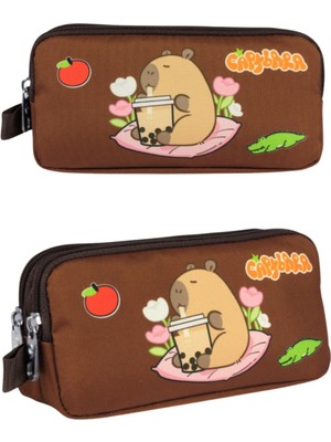 Ümit Çanta Capybara Ilkokul Kalem Çantası – Bej & Kahverengi 20 × 10 × 6