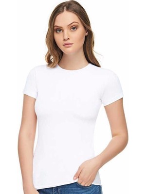 Elit Kadın Elastan Yarım Kol Badi-Beyaz-Xl