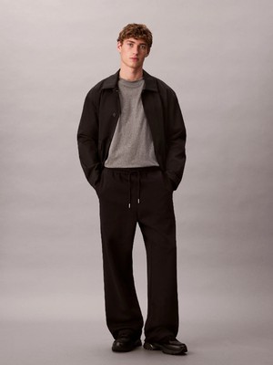 Calvin Klein Erkek Yüksek Lastikli Bel Geniş Paça Cep Detay Pamuklu Siyah Eşofman Altı LV04LD239G-UB1
