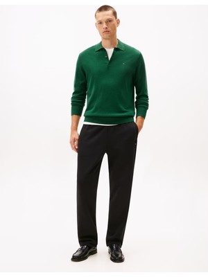 Tommy Hilfiger Erkek Normal Kalıp Beli Ip Bağlamalı Pamuklu Siyah Eşofman Altı MW0MW41501-BDS