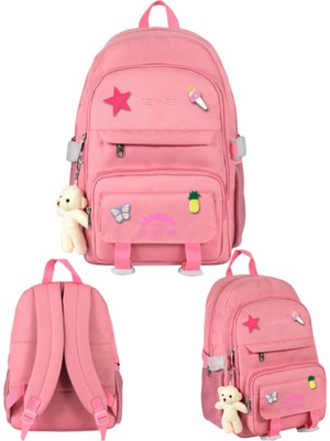 Ümit Çanta Cennec Çok Bölmeli Pembe Sırt Çantası 29 x 39 x 14