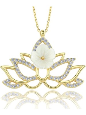 PremiumPort Parlak Lotus Manolya Çiçeği Gümüş Kolye, Zarif ve Şık Takı