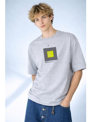 Caddekombin Erkek Worldwide City Yazılı Dünya Şehirleri Baskılı Gri T-Shirt