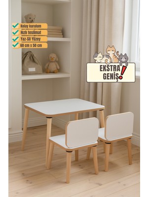 Mesavista Çocuk Aktivite Masası, Etkinlik Masası, Çocuk Düz Çalışma Masası- Sandalye Takımı Yaz- Sil Yüzey