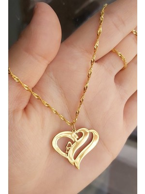 PremiumPort 925 Ayar Gümüş ve Altın Kaplama Kalpli Kolye, Şık ve Zarif Takı