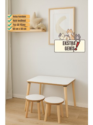 Mesavista Çocuk Aktivite Masası, Etkinlik Masası, Çocuk Düz Çalışma Masası- Sandalye Takımı Yaz- Sil Yüzey