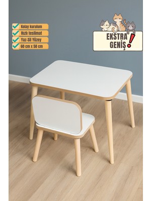 Mesavista Çocuk Aktivite Masası, Etkinlik Masası, Çocuk Düz Çalışma Masası- Sandalye Takımı Yaz- Sil Yüzey
