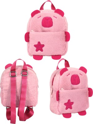 Ümit Çanta Capybara Pembe Günlük Peluş Sırt Çantası 20X22X9